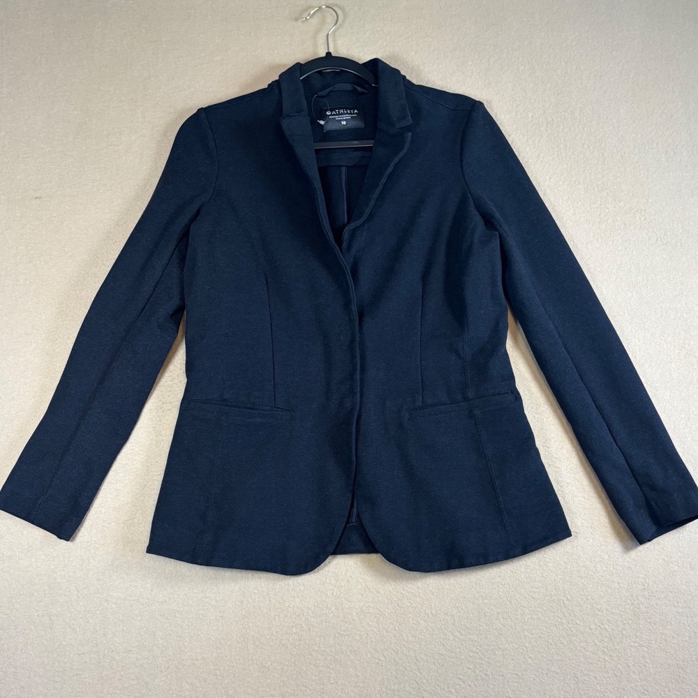 Athleta Womens Black Knit Stretch Snap Closure Blazer Jacket S 10 RN 54023 NWOT